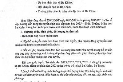 Thông báo tuyển sinh năm học 2025-2026